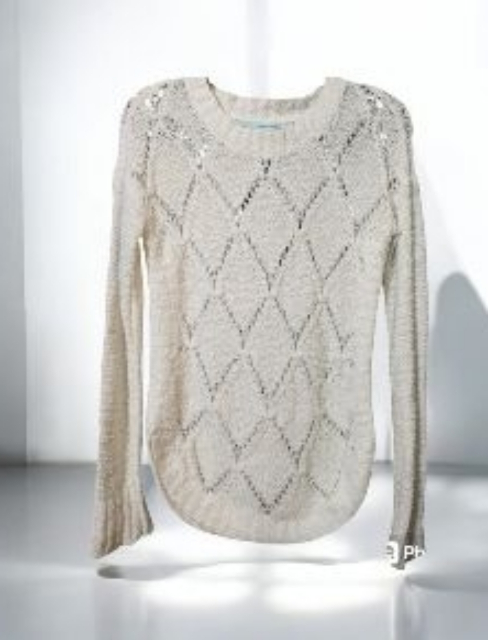 Maurices Small Open Knit Diamond Popcorn Sweater White